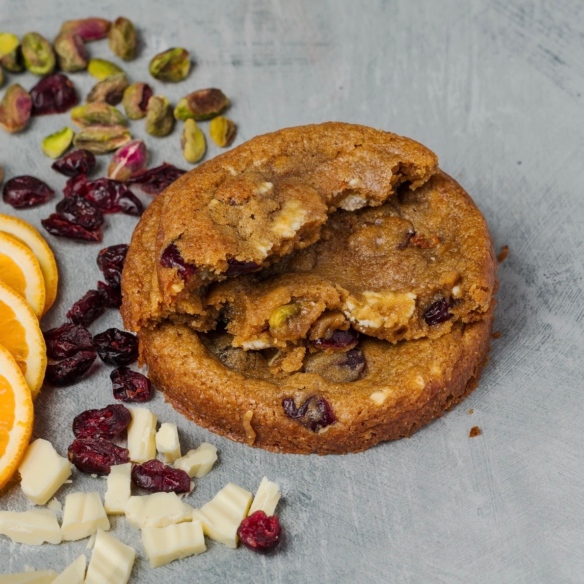 Box of 2 Cranberry, Pistachio, Orange with Swiss White Chocolate Cookies